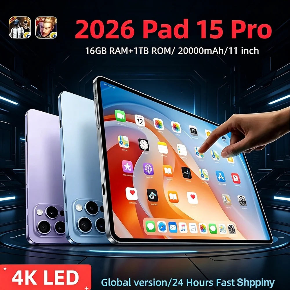 Фото Новый планшет 2025 года Pad 15 Pro, Android 14, 22 ГБ+2 ТБ, 20000 мАч, Snapdragon 870, оригинальный планшетный ПК, 5G, две SIM-карты, Wi-Fi, HD 4K, Mi Tab №1