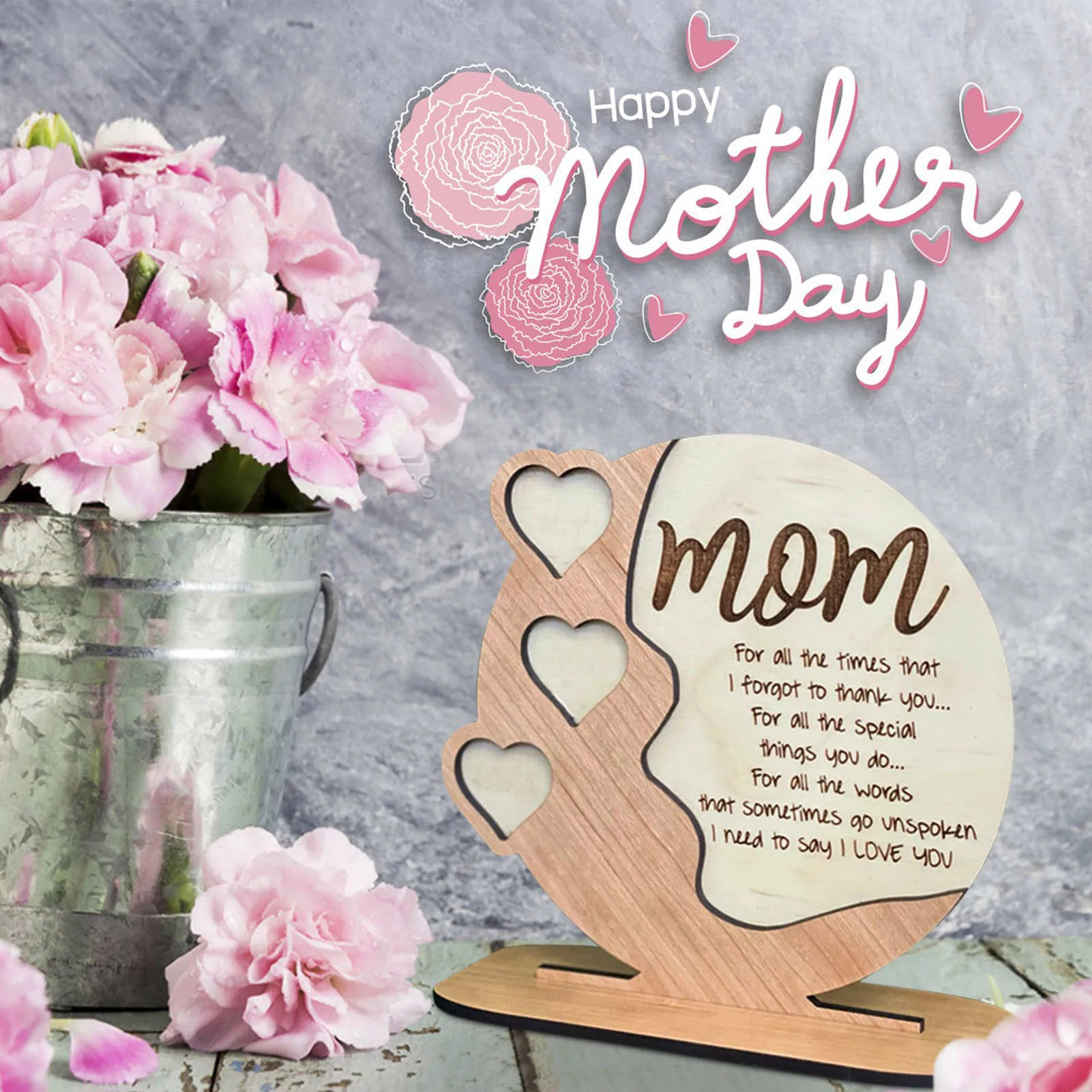 

Mother's Day Birthday Gifts For Mum From Daughter Son Handmade Wooden Plaque Detachable Mother's Day Decoration Декор Для Дома