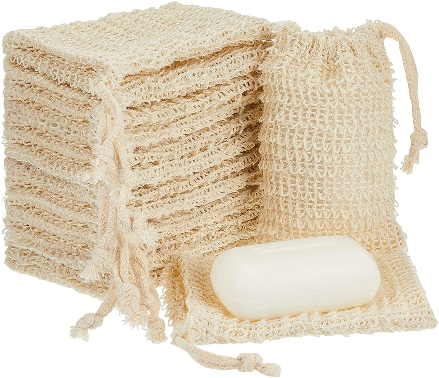 

2pcs/lot Sisal Hemp Soap Bag Blister Ramie Mesh Soap Storage Bags Foam Maker Double-layer Net Bags Foaming Easy Bubble Soap Hold