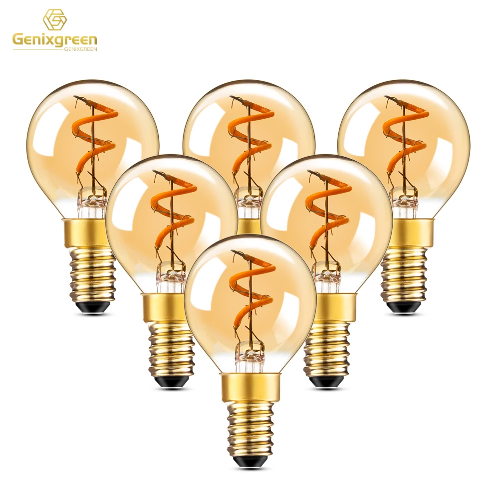 

6 шт. светодиодные лампы Genixgreen G40 1,5 Вт E14 ультратеплый белый