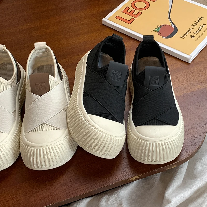 New for summer 2023, mesh breathable women's single shoes, platform casual women's shoes, lazy shoes without lace-up sleeves