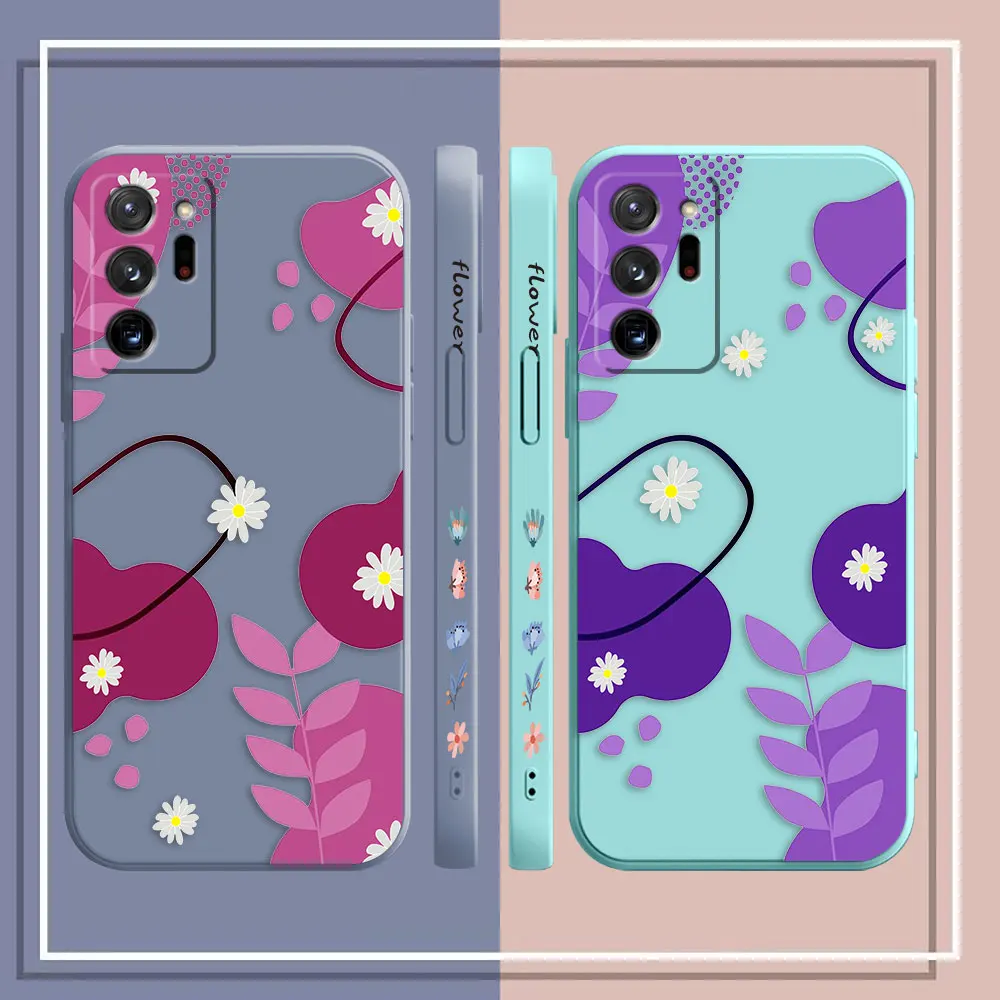 Case For Samsung Galaxy A90 A80 A70 A60 A50 A40 A30 A20S A20 A10S Note 20 M33 Pro Plus Lite Ultra 4G 5G Case  Red Purple Flowers