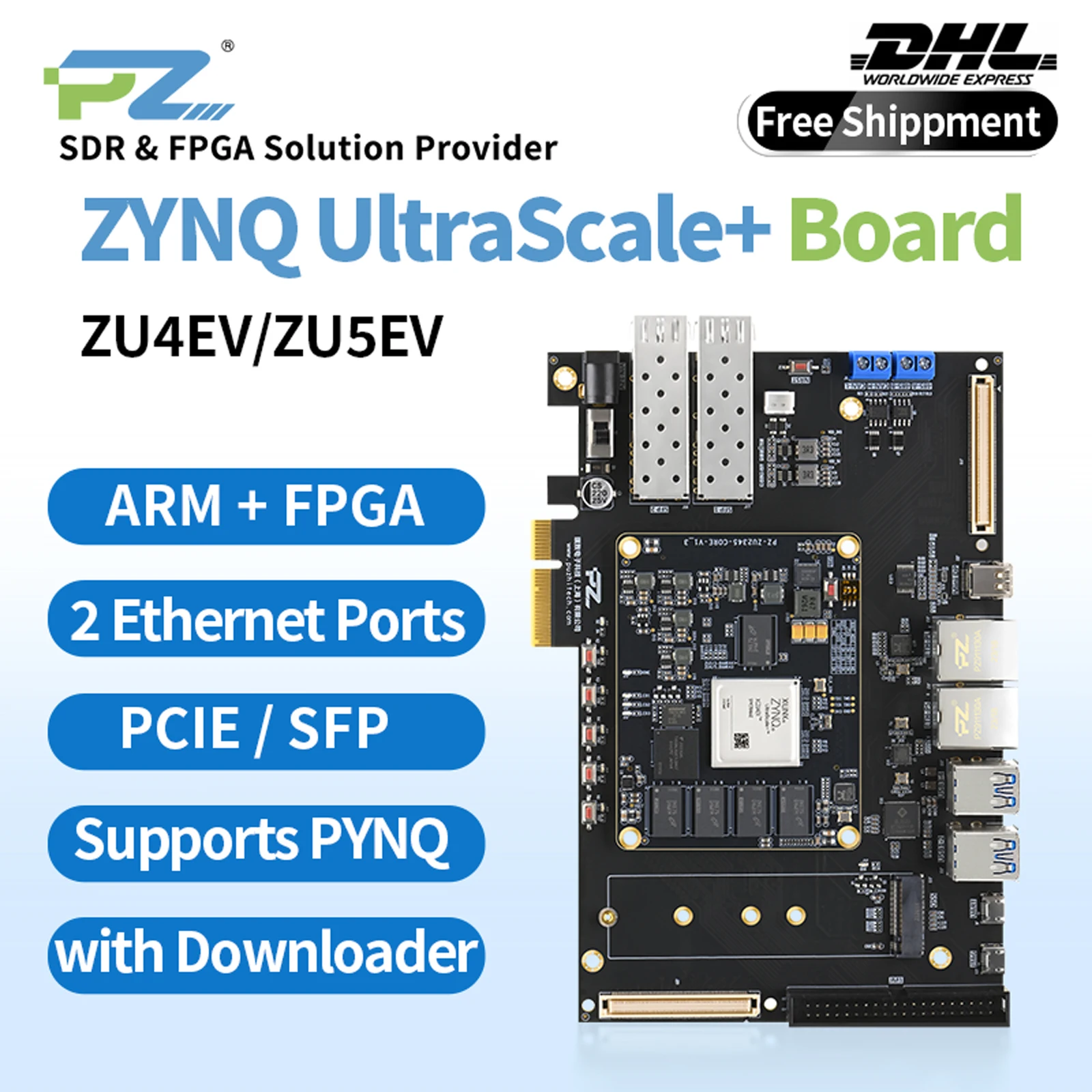 Puzhi ZU4EV ZU5EV Плата разработки FPGA Xilinx ZYNQ UltraScale + XCZU4EV XCZU5EV Оценочный комплект PCIE USB3.0
