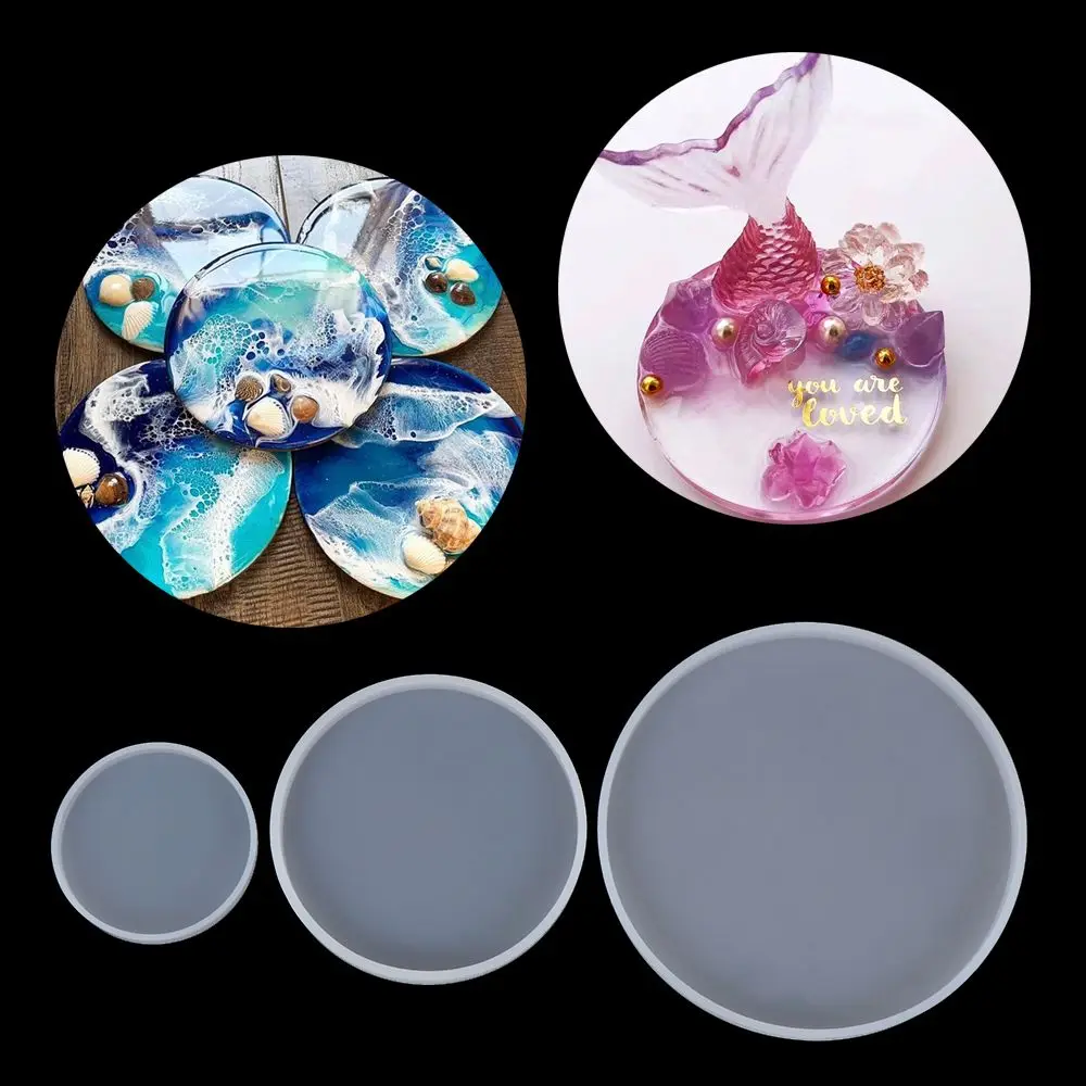 

Transparent Fluid Arts Round Coaster Resin Casting Molds Silicone Epoxy Jewelry Pendant Agate DIY Accessories Making Mould Tool