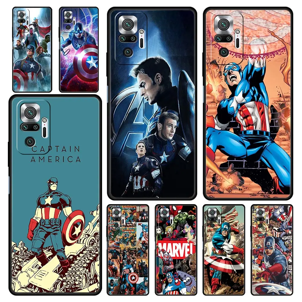 

Cover Case for Xiaomi 11T 12 12Pro 12X Redmi 7 8 9 10 7A 8A 9A 10A 9C 10C K40 K50 Pro Plus Bag Marvel Captain America