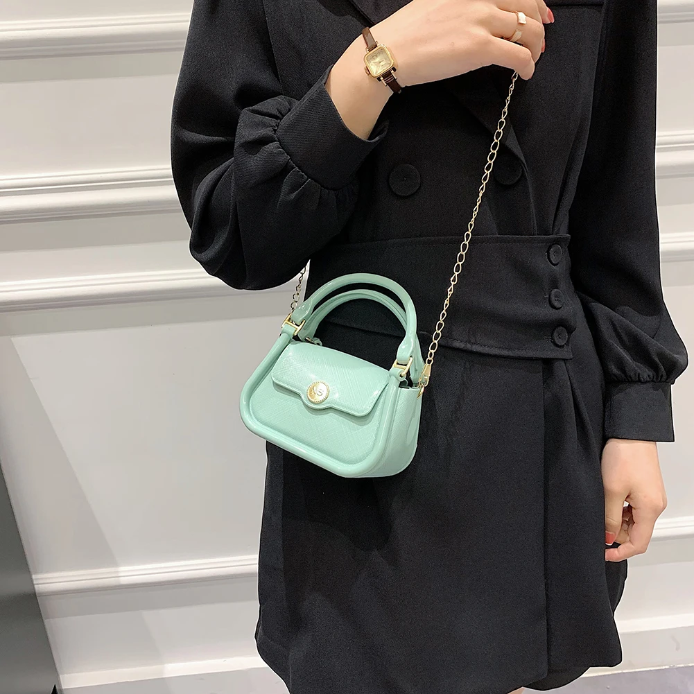 

Mini Bolsa PU Leather Chain Shoulder Crossbody Bags Jelly Top-handle Messenger Bags Girls Coin Purse Pack Brand Designer Handbag