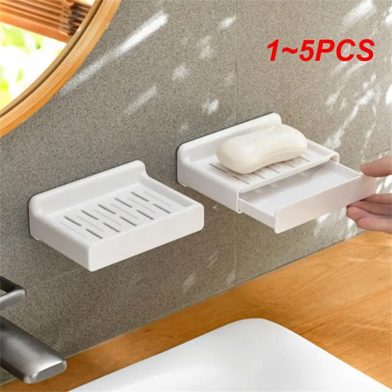 

1~5PCS Bathroom Soap Box Wall-mounted Toilet Rack Non-perforated Double-layer Draining Household Storage Rack Strong Suction