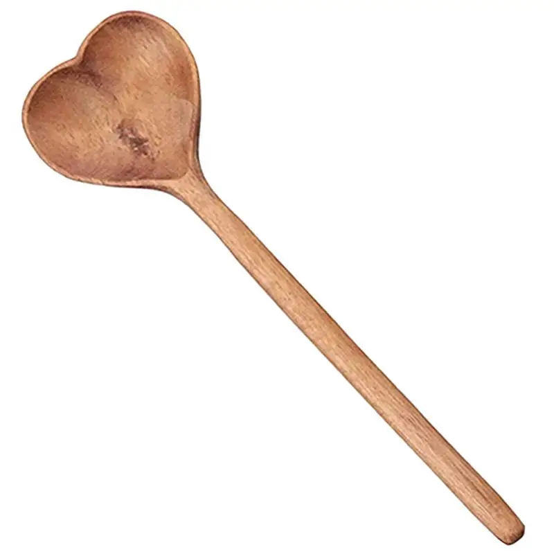 Ложки сердце любовь в форме сердца сервировочные ложки деревянные перемешивающие ужин напиток суп десерт кофе выпечка деревянные смешивающие чайные ложки измерения.