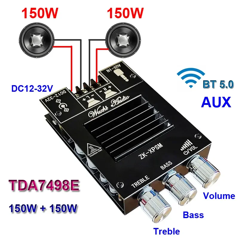 

150W + 150W amplificateur de puissance Audio égaliseur BT 5.0 stéréo Subwoofer HiFi classe D musique numérique Home cinéma