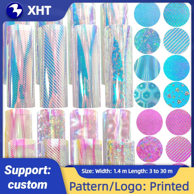 

30x135cm Translucent Holographic Faux Leather Sheets PVC Vinyl Colored Soft Plastic Film Fabric for DIY Handbags Making Craft