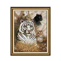 couple beast tiger printing cross stitch kits traditional embroidery pattern kit 11ct 14ct needlework home decoration painting