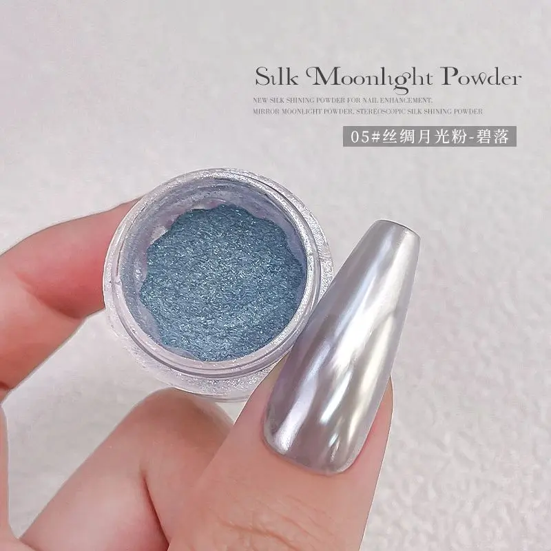 markii 6Colors Silk Moonlight Magic Mirror Powder Glitter Metallic Effect Nail Rubbing Dust Fairy Chrome Art &amp Cotton swab