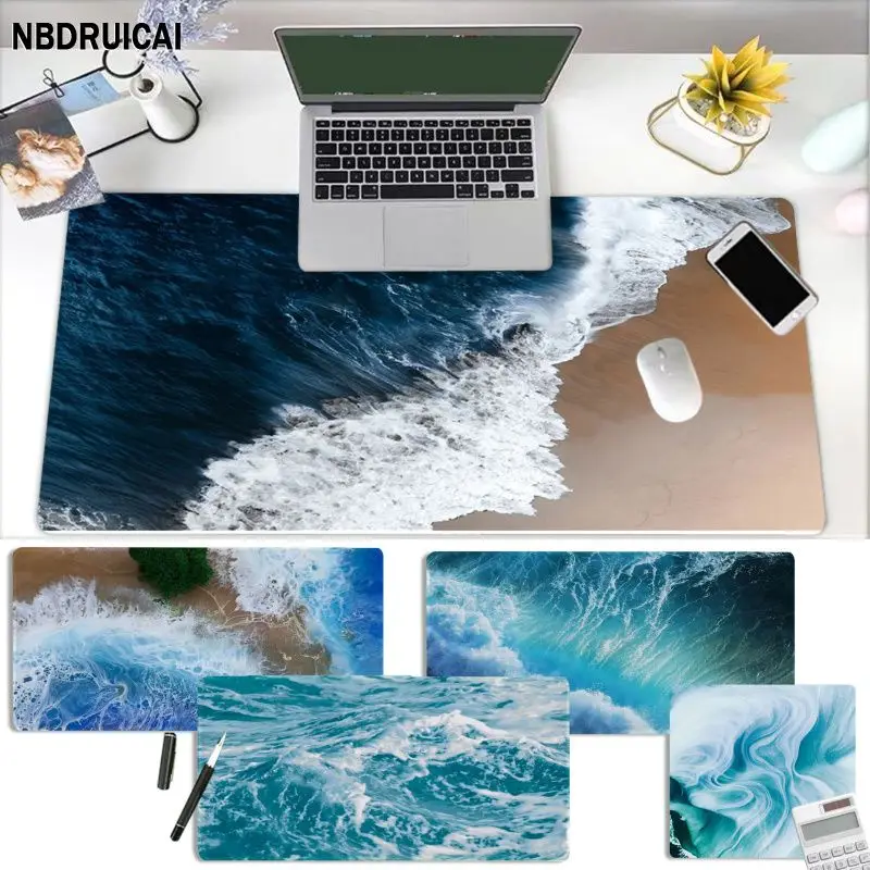 

Новый Прочный резиновый коврик для мыши Blue Ocean Wave, размер для клавиатуры, коврик, коврик для мыши, подарок для парня