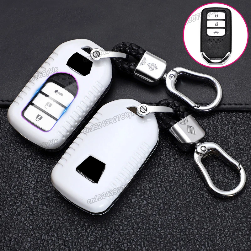 carbon fiber abs car key case bag for honda civic 2016 2017 2018 2019 2020 2021 2022 accessories shell keychain holder auto 10th |