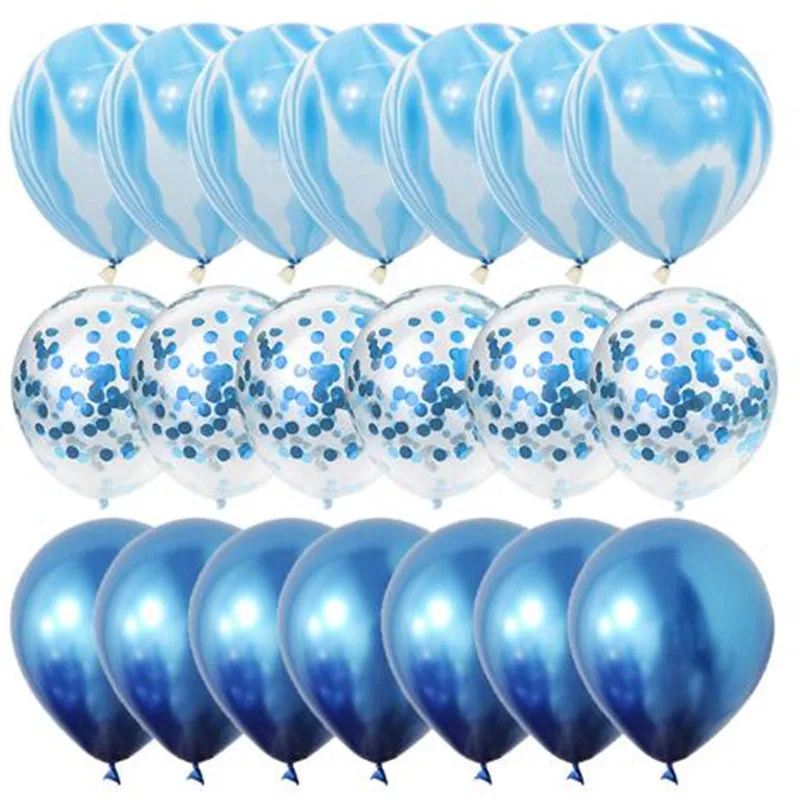 

40Pcs Blue Balloons Set Agate Marble Metallic Confetti Balloon for Kids Birthday Party Baby Shower Graduation Decoration Wedding