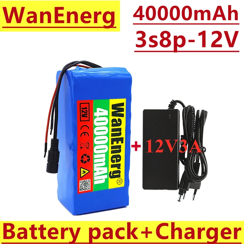 

2022 new 12V 3s8p rechargeable battery pack 800W 40AH,suitable for miner's lamp or other electronic equipment,with optional plug
