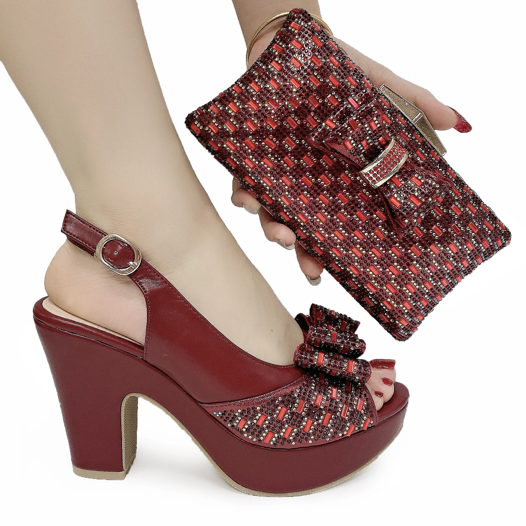 Plus Size 41 42 African Women Shoes with Matching Purse Party Wedding Sexy High Heels and Bag Set Matching Purse and Shoes Set