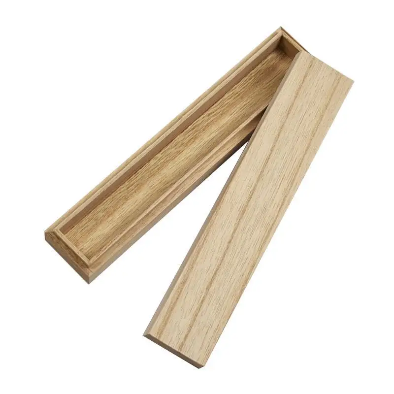 

Vintage Pencil Case Unfinished Wood Craft Box Rectangular Stationery School Supplies For Students