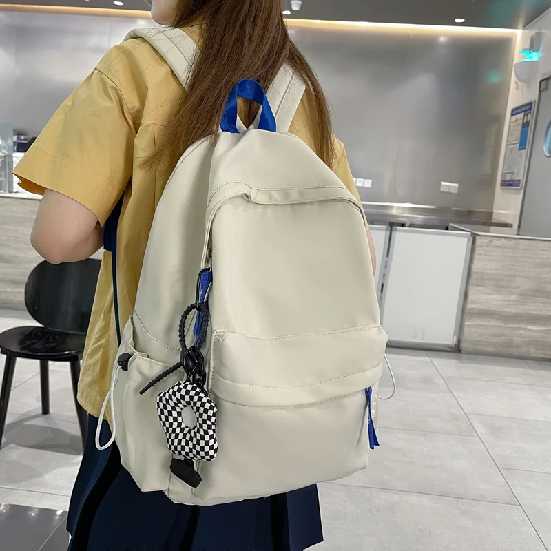 

School bag female college students simple versatile large capacity backpack INS Sen light junior high school backpack female