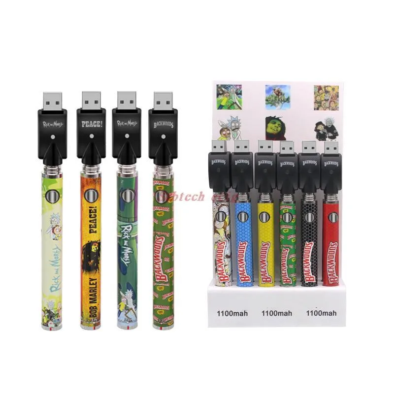 Cookies Backwoods Display Battery USB Chargers Blister Kits 1100mAh Variable Voltage VV Fit 510 Thread With Box 24pcs Pack