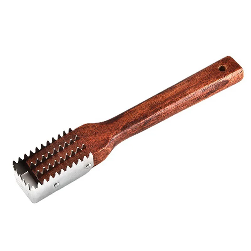 

Wooden Handle Fish Skin Brush Fast Remove Wood Fish Scale Scraper Planer Cut Fish Scaler Fishing Knife Clean Kitchen Accessorie