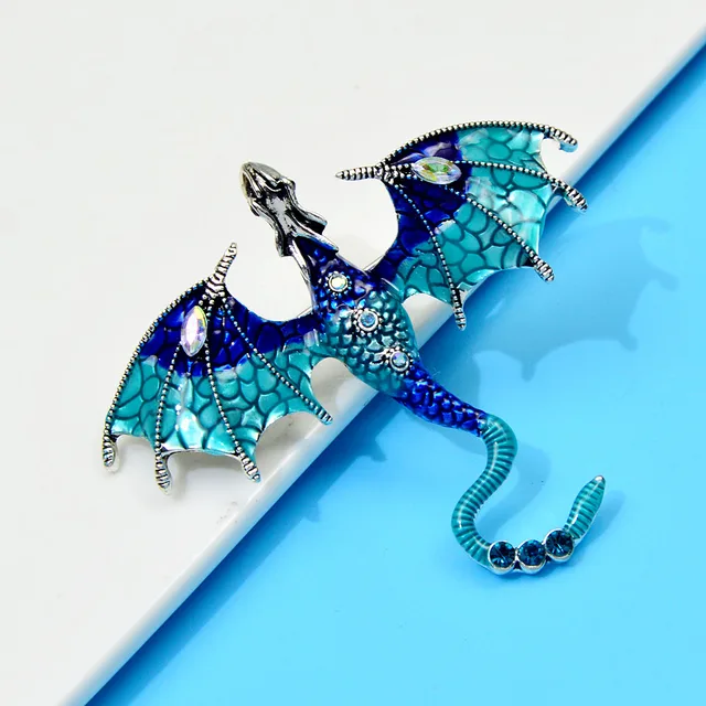 Enamel Fly Dragon Brooch Beautiful Legand Animal Pin 3 Colors 4