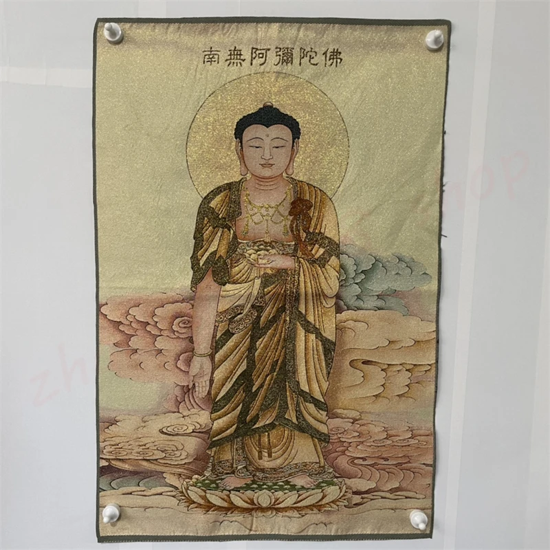 

Thangka, Amitabha Buddha, Exquisite Home Furnishing Traditional Folklore Auspicious Decoration Painting