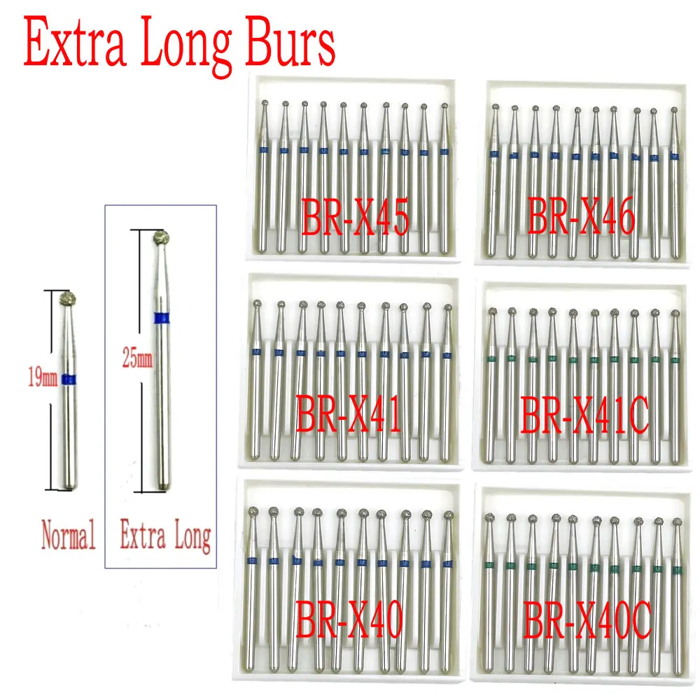 Extra Long Dental Diamond Burs FG Dia-burs 1.6mm Shank for High Speed Handpiece Burs Dentist Tools