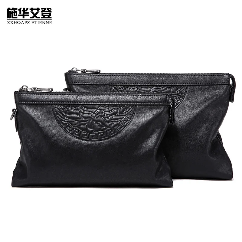 genuine  luxury Leather Men's bag business casual men's leather hand envelope fashion large capacity grab clip