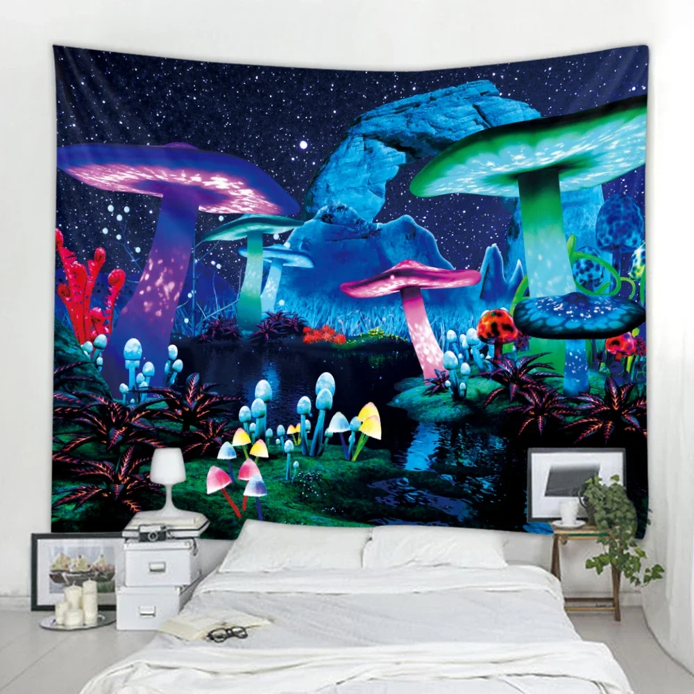 ł grzyb psychodeliczna scena Mandala Home Decor Art Tapestry Hippie Boho Pretty Room Wall Hanging