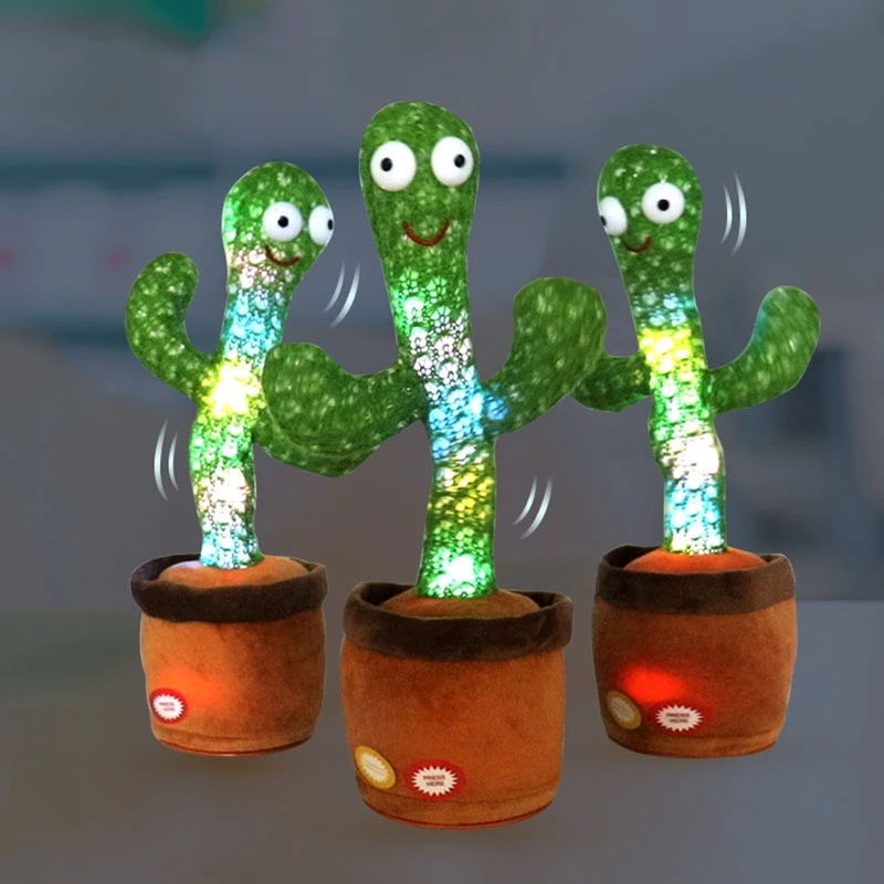 Фото Танцующая игрушка-кактус, говорящая игрушка, может петь, запись, Usb-зарядка, игрушка, кукла, подарок на день рождения, Рождественское украшение №5