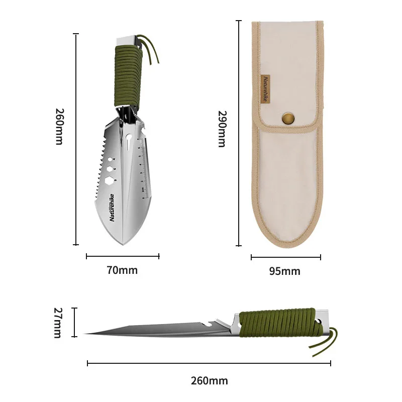 Лопата Naturehike туристическая компактная садовая ручная лопата из нержавеющей