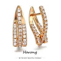 harong luxury inlaid crystal gold color stud earrings quality copper antioxidant aesthetic jewelry earrings for women