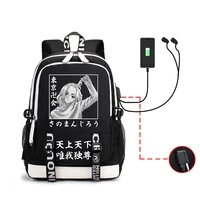 anime cosplay backpack mikey sano manjiro usb shoulderbag campus bookbag travelbag laptop high capacity bags for teenager girls