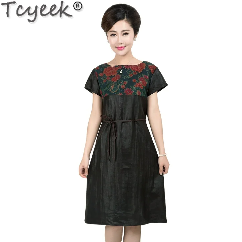Женское платье из натурального шелка тутового шелкопряда Tcyeek 100% винтажная
