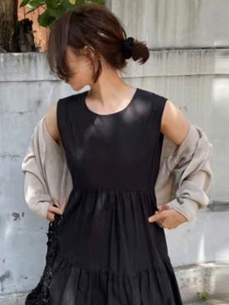 Gaganight женское плиссированное платье-жилет с круглым вырезом без рукавов 2022