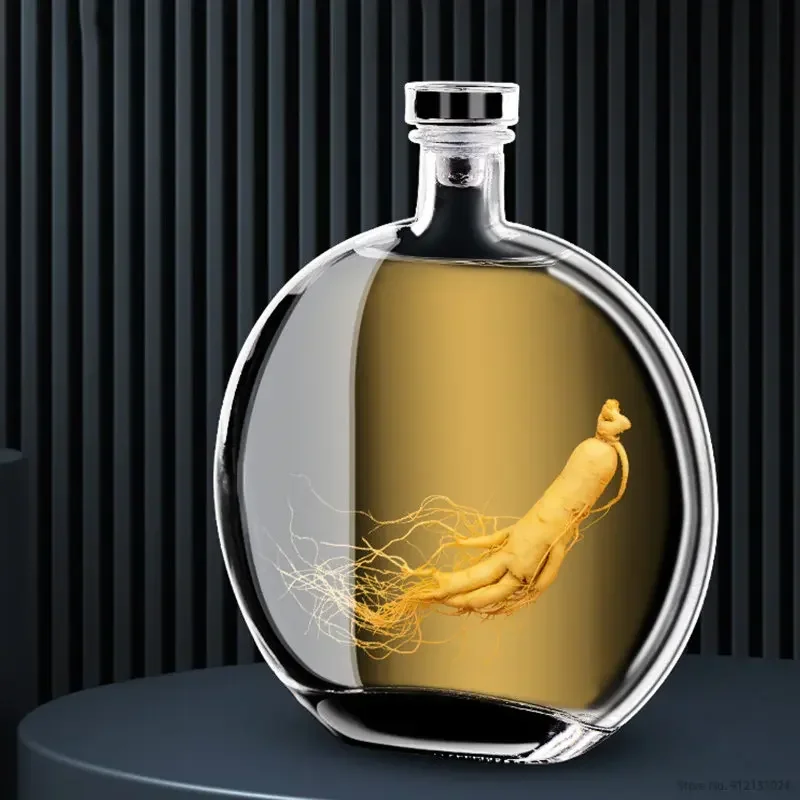 Круглая бутылка для вина прозрачная стеклянная посуда ликера спирта без свинца