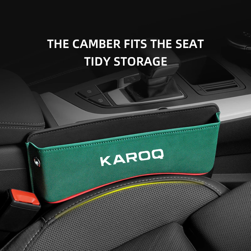 

Multifunction Seat Crevice Storage Box For Skoda Karoq auto Car Seat Gap Organizer Seat Side Bag Reserved Charging Cable Hole