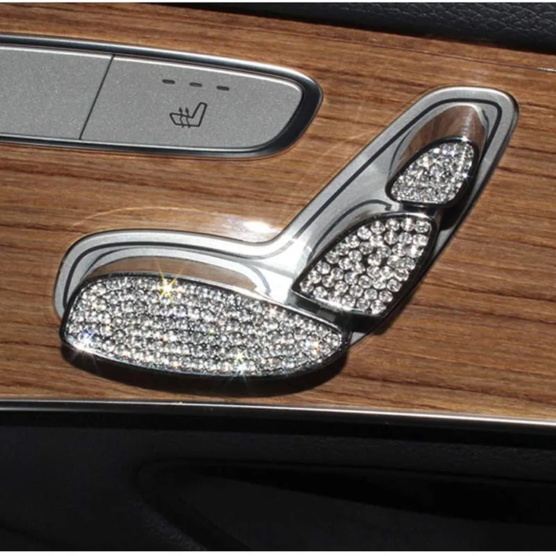 Bling Crystal Rhinestone Seat Adjust Buttons Control Caps for Mercedes-Benz