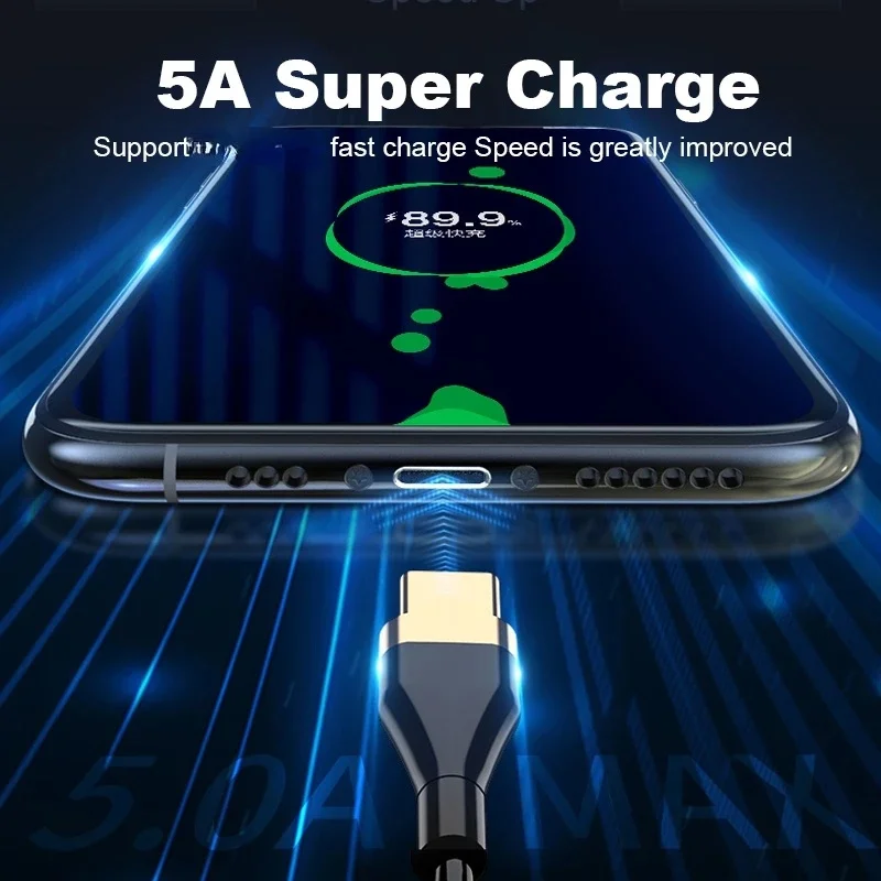 Фото 5A выдвижной пружинный USB C кабель, провод для быстрой зарядки для Huawei P40 Xiaomi, кабель Type C Micro USB, шнур для передачи данных для Samsung S6 S7 №2