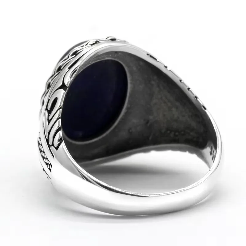 Кольцо ручной работы из стерлингового серебра S925 пробы с натуральным Лазуритом