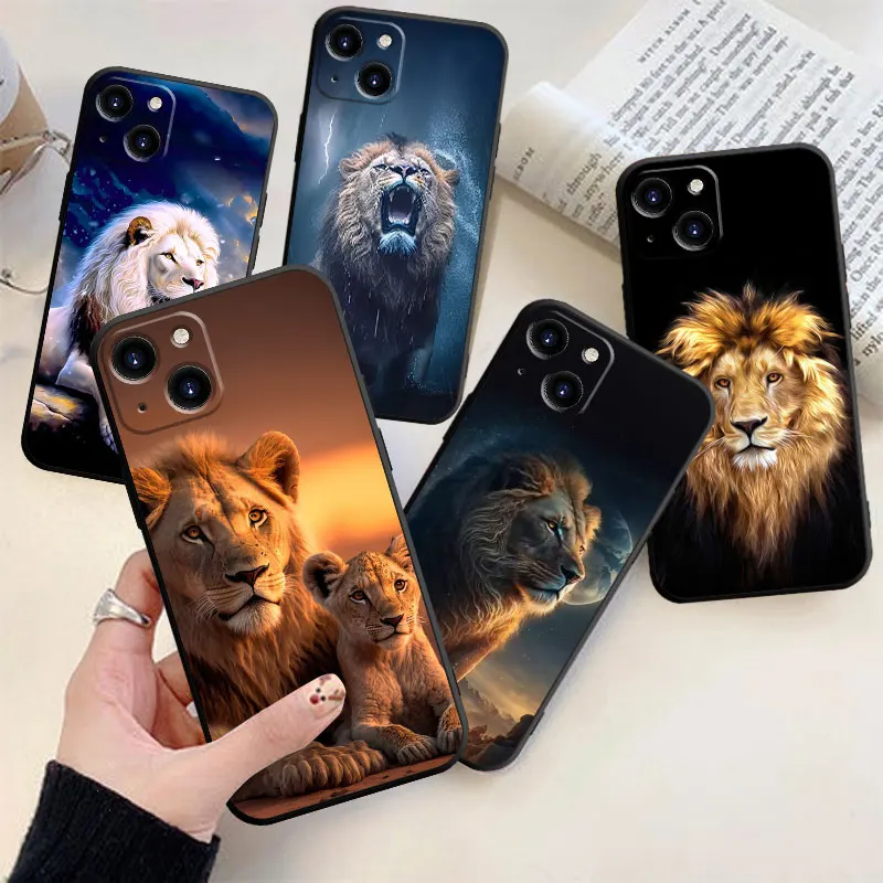 Чехол для телефона с изображением смелых Львов iPhone 15 14 13 12 11 Pro Max Plus Mini X XR XS MAX 8 7 6