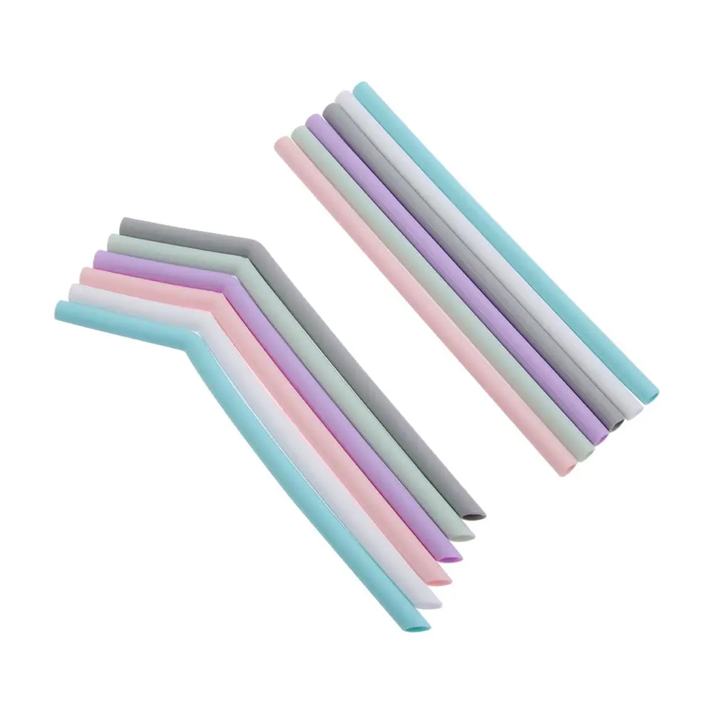 1Pcs Portable Silicone Drinking Straws Eco-Friendly Wedding Straight Bend Pipette Candy Color Straws Barware Bar Accessories