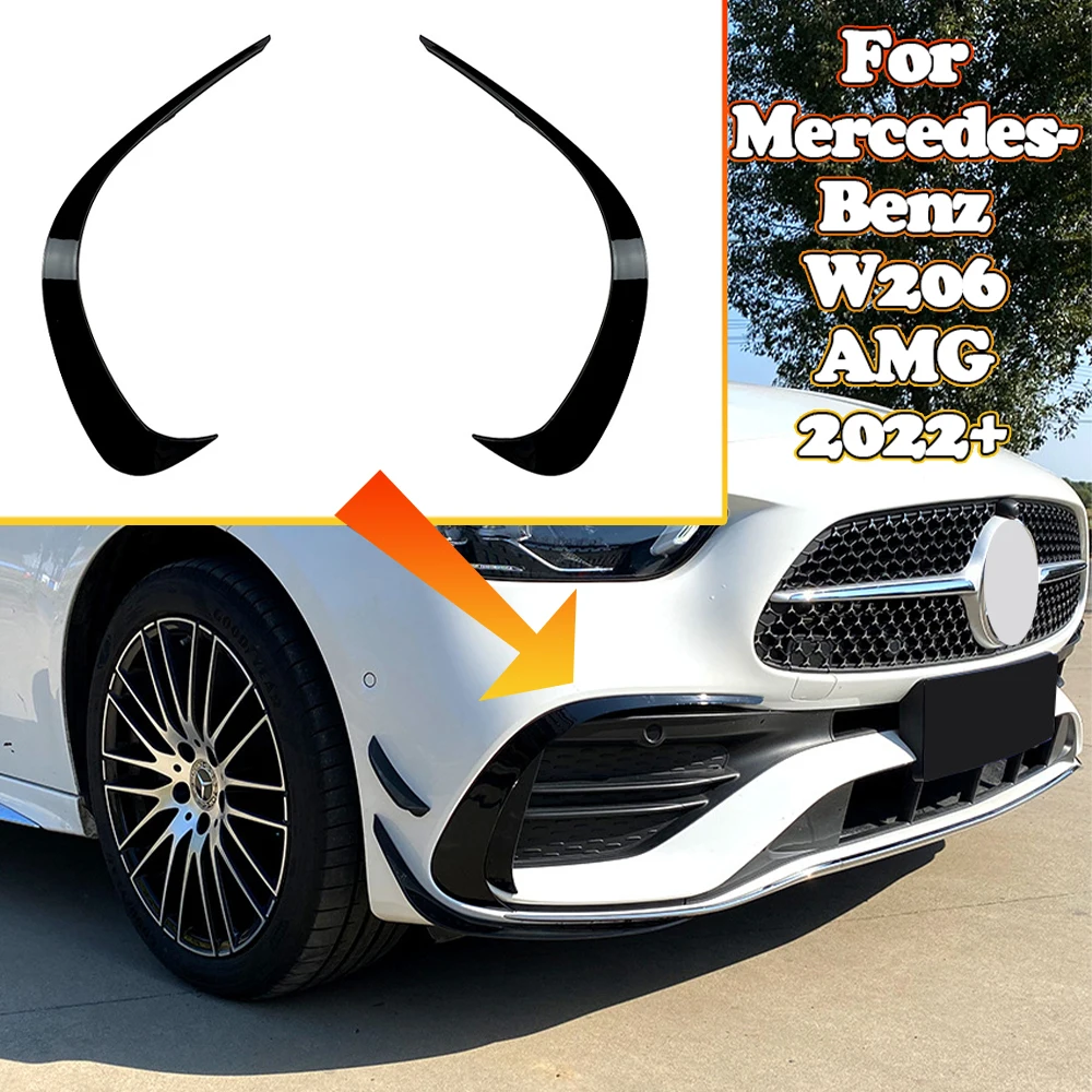 

Car Front Bumper Splitter Spoiler Canard Air Knife Surround Trim For Mercedes Benz C Class W206 C200 C260 C300 For AMG 2022 2023