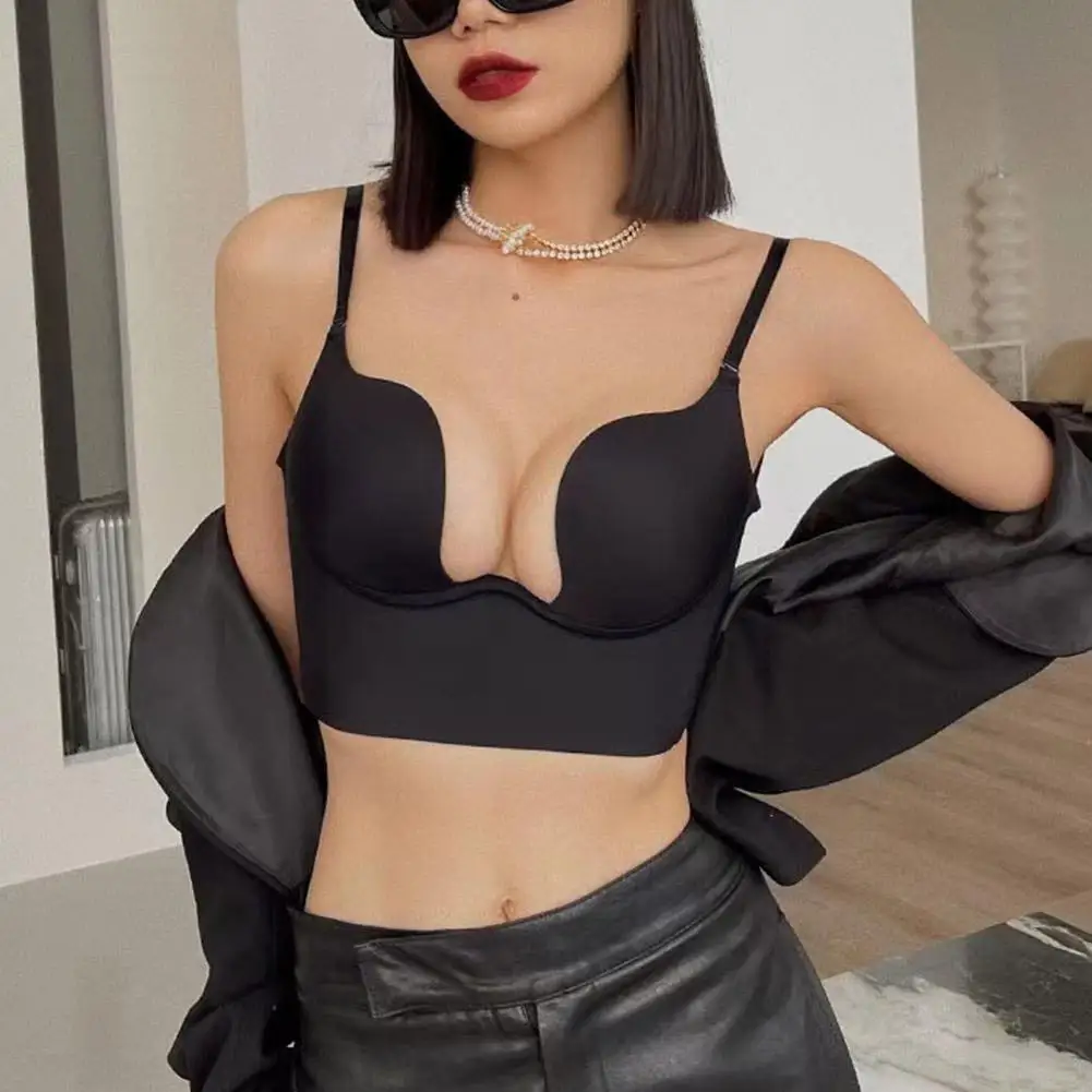 

Бюстгальтер женский бесшовный с глубоким вырезом, чашками пуш-ап и открытой спиной