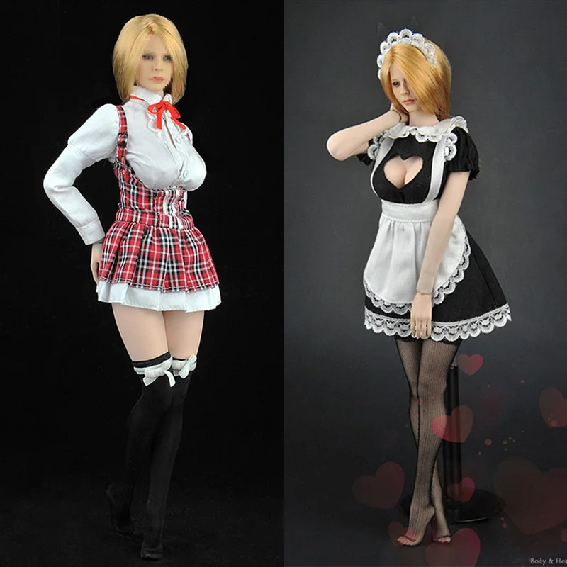 

ZYTOYS ZY5016 ZY5021 1/6 Scale Female Soldier Heart Shape Open-Breast Maid Costume Dress Set Model for 12'' Action Figure Body