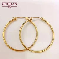 CHUHAN 18k Gold Hoop Earrings All-match Accessories Earrings Rings Large Real 18k Gold Jewelry Gifts for Women