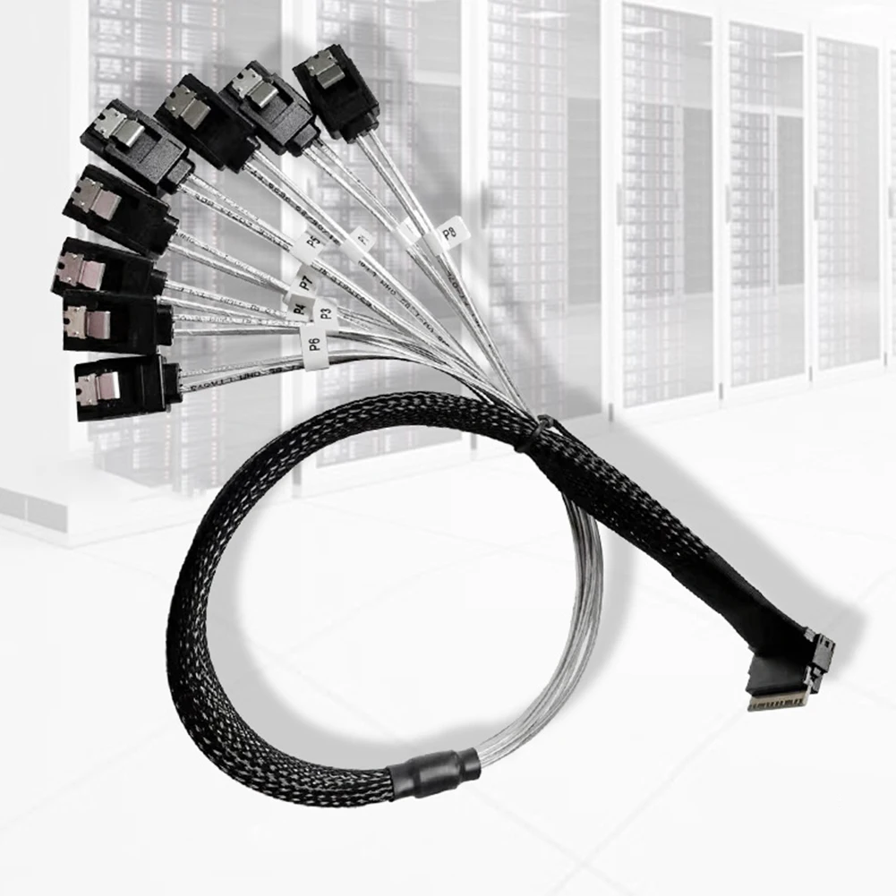 

Server Data Transmission Line SAS4.0 SFF-8654 8i to SATA 8 Ports Adapter Target Hard Disk 12Gbps Computer Server Adapter Cable