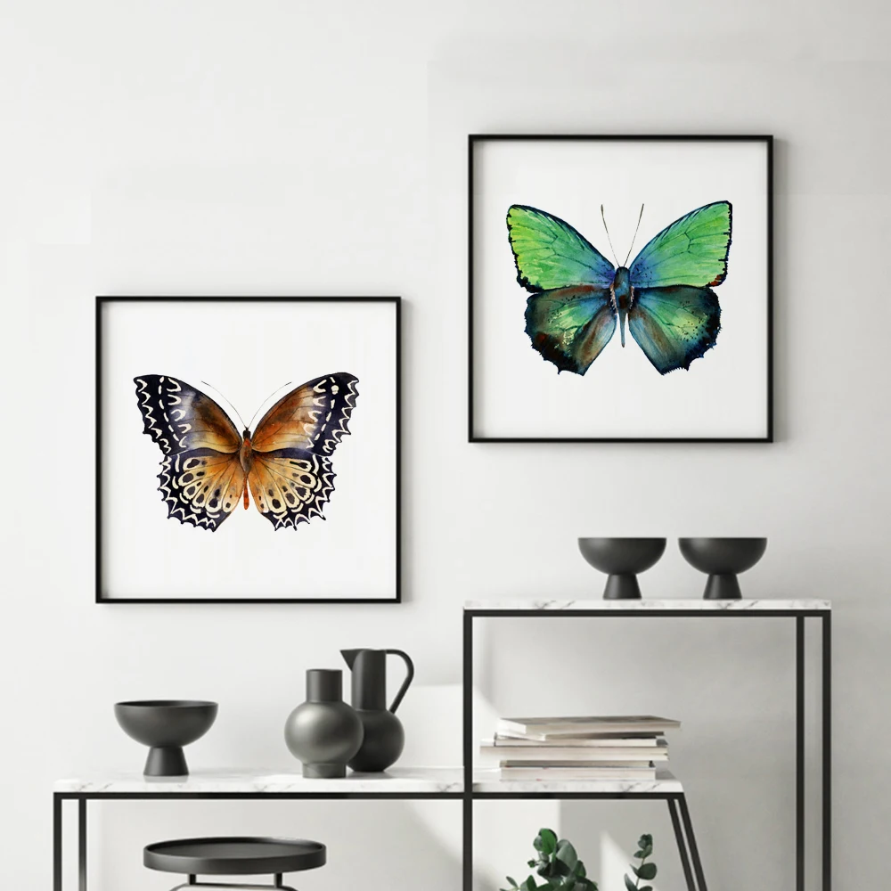 

2pcs Butterfly Wall Decor Pictures for Home Design Wall Art Bedroom Decor Room Decoration Insect Art Posters Canvas Art