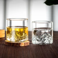 japanese style whiskey shot glass guanshan zang shan cup mountain glass cup mount fuji household handmade red wine glass